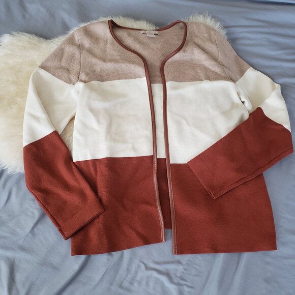 Banana Republic Color Block Open Front Sweater - Size L - Knitted Cardigan - Picture 2 of 11